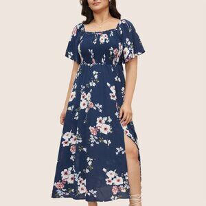 BloomChic Plus Size Floral Square Split Smock Dress 2XL us 18